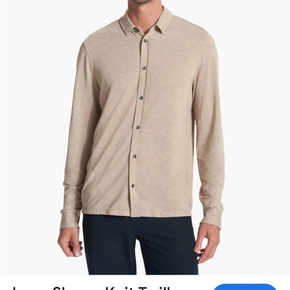 Vuori Men's Casual Button-Down Shirt in Light Beige Size L